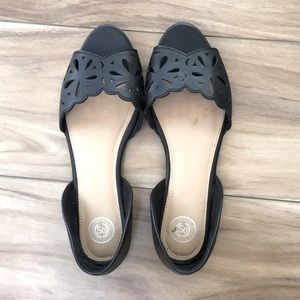 SO Black Peep Toe Flats